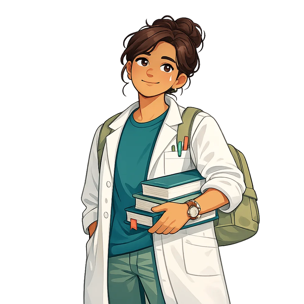 Ilustración de estudiante universitario del área de la salud