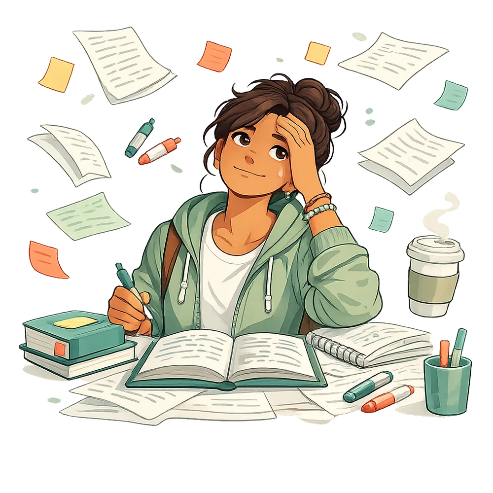 Ilustración de estudiante frustrado que ya probó varios métodos